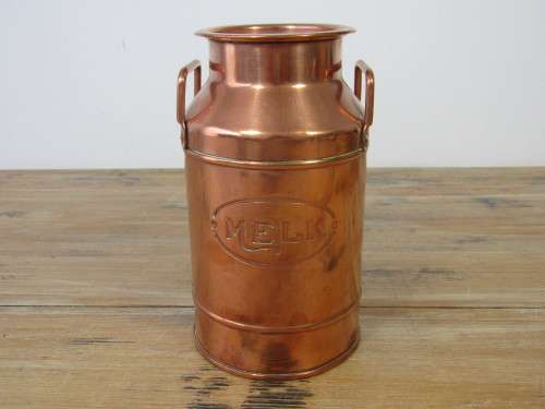 Vintage small Copper "MELK" can with stopper and handles, 17cm deep