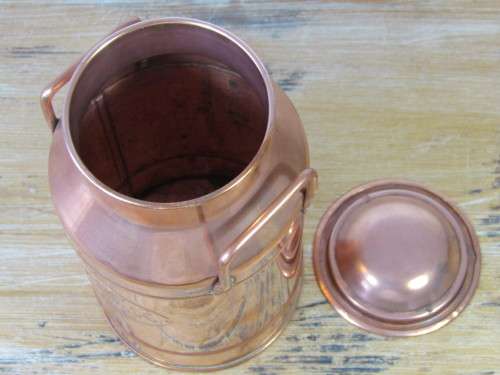 Vintage small Copper "MELK" can with stopper and handles, 17cm deep