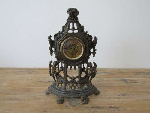 Antique brass Mantle Clock, made in West Germany, AGDA, working, 23cm tall