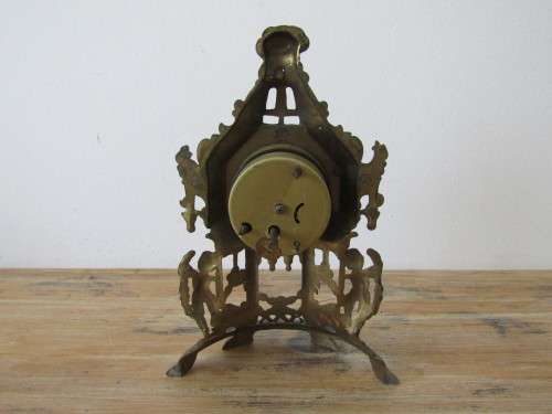 Antique brass Mantle Clock, made in West Germany, AGDA, working, 23cm tall