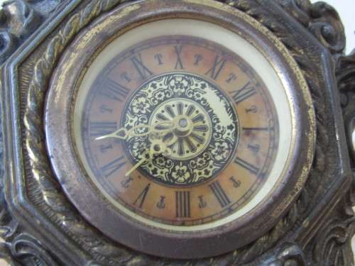 Antique brass Mantle Clock, made in West Germany, AGDA, working, 23cm tall