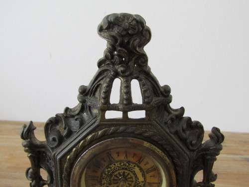 Antique brass Mantle Clock, made in West Germany, AGDA, working, 23cm tall