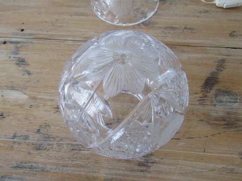 Rare vintage large heavy Cut Crystal mushroom Table Lamp, 42cm high, working - low start