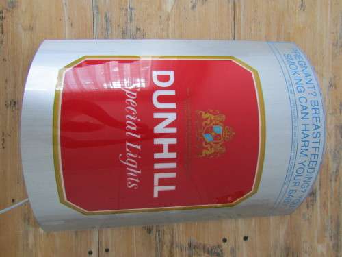 Large Dunhill cigarette light box Sign, 53cm x 38cm, excellent and working condition