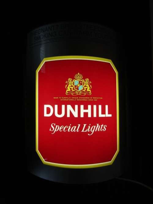 Large Dunhill cigarette light box Sign, 53cm x 38cm, excellent and working condition