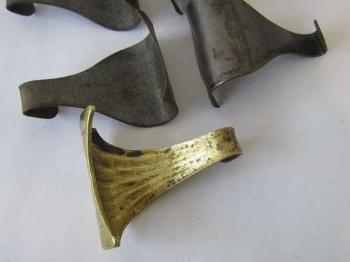 Vintage picture hanging accessories, clamp hooks, (5)