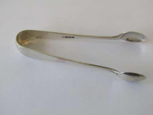 Hallmarked TB&S solid Silver Sugar Tongs, 1909-1935, 10.5cm, 26grams