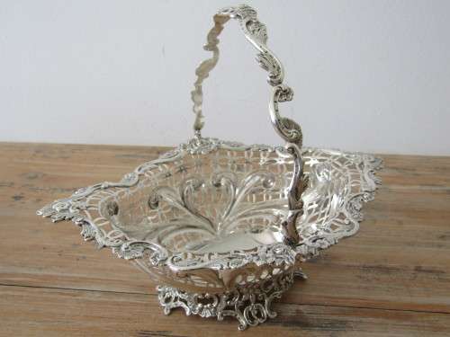 Antique Victorian Mappin Brothers hallmarked solid Silver Basket, London 1892, 420grams, prestine