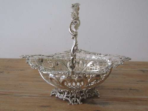 Antique Victorian Mappin Brothers hallmarked solid Silver Basket, London 1892, 420grams, prestine