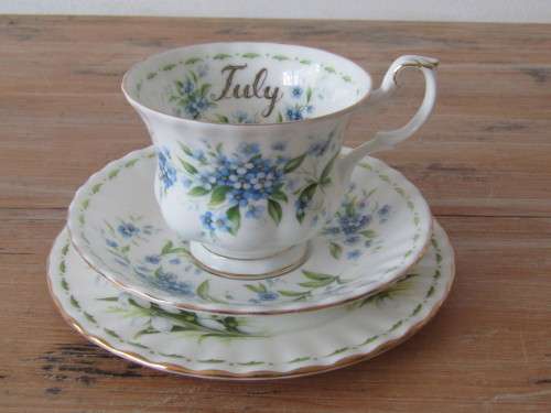 Vintage non matching Trio, Royal Albert flower of the month, Forget me not and Snowdrops