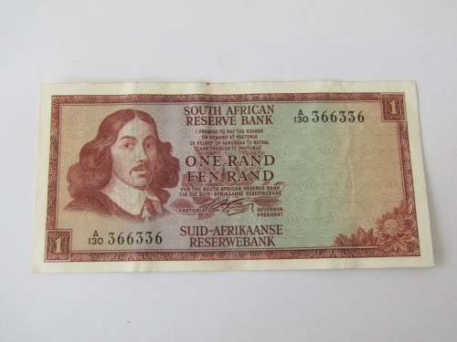 Old SA R1 Bank note, G Rissik, A series