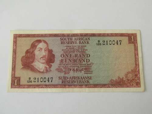 Old SA R1 Bank note, TW de Jongh, B series - excellent condition