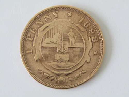 1898 ZAR Penny coin, excellent condition, ready for grading
