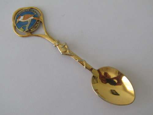 Vintage collectable gold plated spoon, Australia Kookaburra