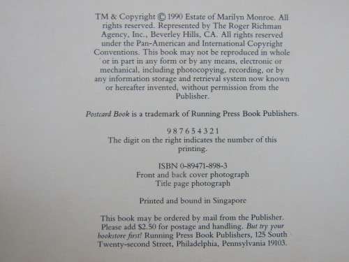 Marilyn Monroe Postcard Book 1990, 30 unused postcards