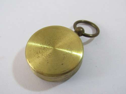 Vintage small brass Compass, The pathfinder London, protective pooch, 2.5cm diameter