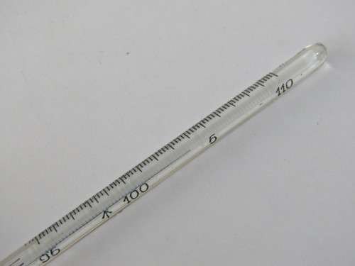 Glass medical Thermometer in stainless protective case, fahrenheit, 1/2 min GH Zeal England