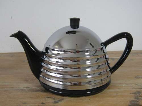 Vintage Art Deco chrome and Porcelain Tea and Coffee set, 4 piece Everhot, excellent condition
