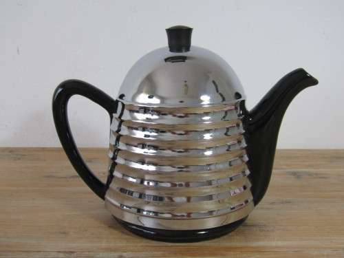 Vintage Art Deco chrome and Porcelain Tea and Coffee set, 4 piece Everhot, excellent condition