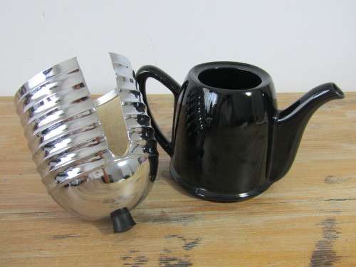 Vintage Art Deco chrome and Porcelain Tea and Coffee set, 4 piece Everhot, excellent condition