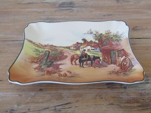 Vintage original Royal Doulton rectangular Bowl "Rustic England" D6297, 21x18cm, excellent condition