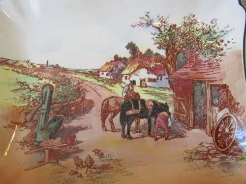 Vintage original Royal Doulton rectangular Bowl "Rustic England" D6297, 21x18cm, excellent condition
