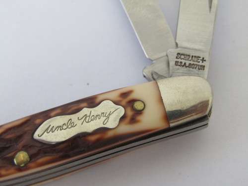 Small horn Handle 3 blade pocket folding Knife, Schrade, USA 807UH, 7cm closed, excellent condition