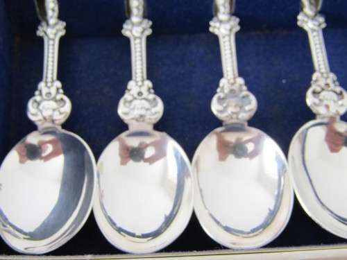 Boxed set of 6 Niekerk 90 silverplated spoons, RSA 25 1961 - 1986, Excellent condition