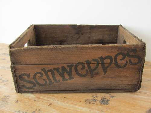 Early 1943 original Schweppes wooden Crate, 43cm x 32cm x 17cm