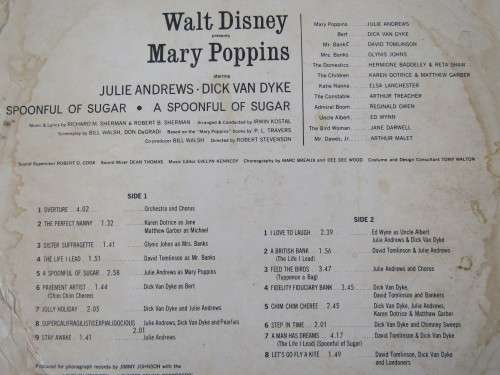 Mary Poppins original cast sound track, LP, vinyl record, vintage - many others available