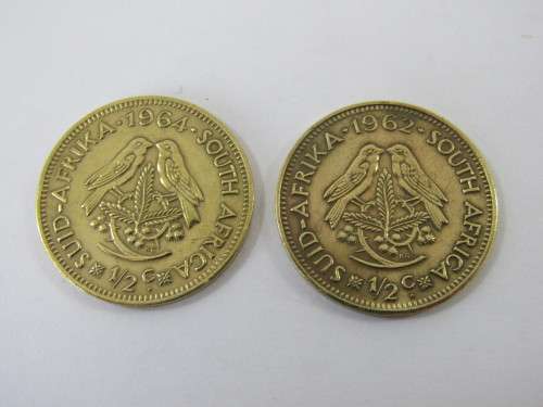 1962 1/2c and 1964 1/2c coins, 2 in the lot