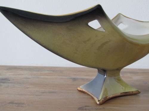 Pair Italian retro ceramic Vases or bowls, large 35cm long, stamped,  excellent condition (2)