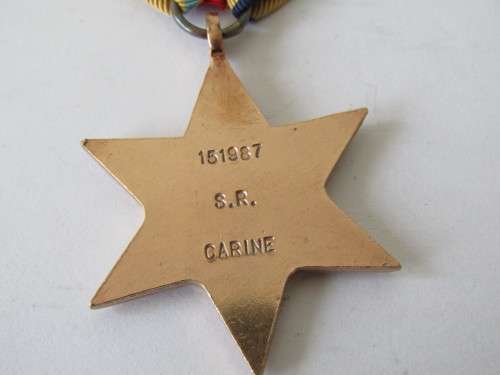 WW2 Africa Star medal, awarded to S.R. Carine