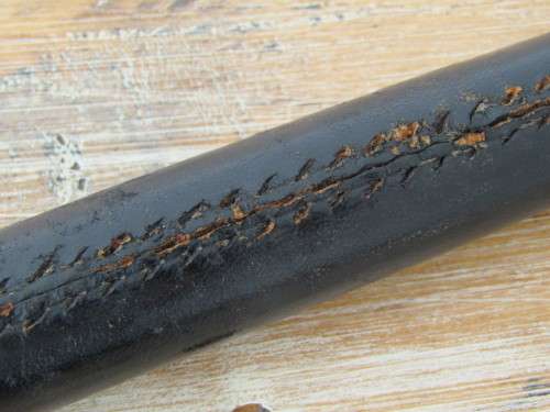 Rare vintage hallow walking stick for concealed sword or blade, metal and leather, 90cm