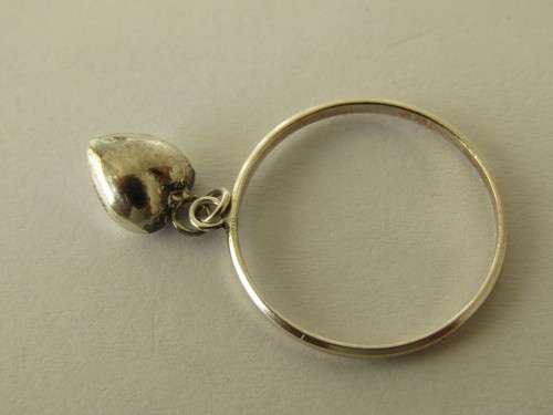 Vintage 925 solid silver Ring with heart shaped charm, stamped, 1.4 grams, many others available