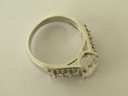 Vintage 925 solid silver Ring set with Clear stones, stamped, 6.2 grams, many others ON SALE now