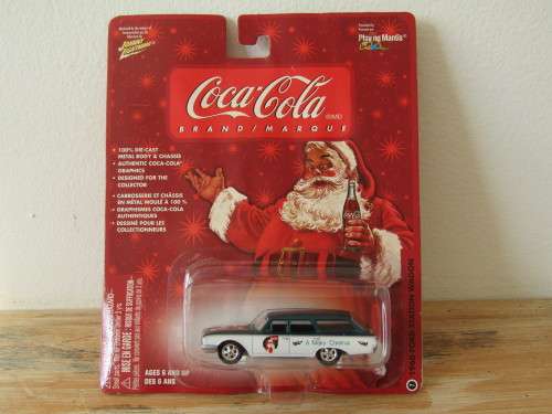 Vintage 2004 Johnny Lighting Coca Cola metal die cast scale model car, 1960 Ford S/W, 1/64, mint