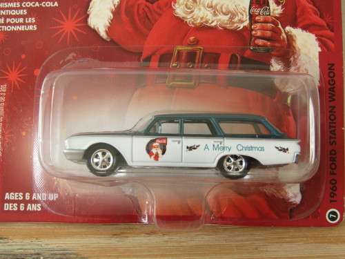 Vintage 2004 Johnny Lighting Coca Cola metal die cast scale model car, 1960 Ford S/W, 1/64, mint