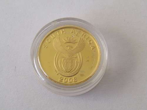 2008 1/10 oz 24ct Gold R1 proof coin in capsule, 2010 Fifa, mint and unused condition