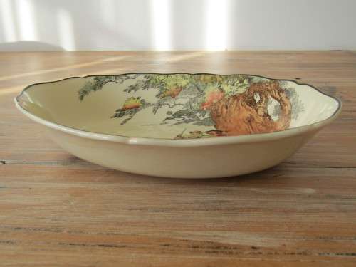 Royal Doulton "Under the greenwood tree" oval porcelain Bowl, D6094, 27.5cm x  21cm, excellent cond