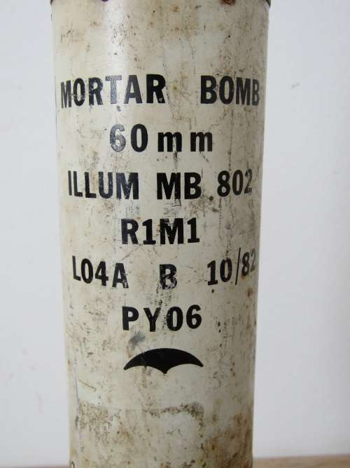 Original old SADF military 60mm Mortar Bomb, Illuminate, 1982, 38cm high