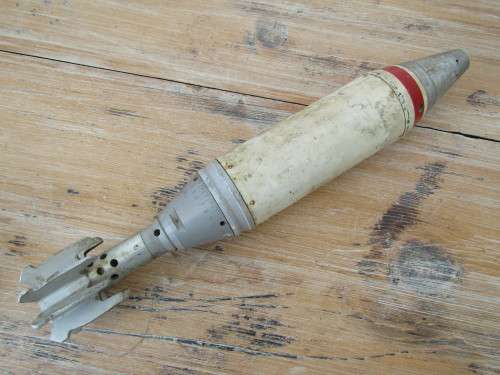 Original old SADF military 60mm Mortar Bomb, Illuminate, 1982, 38cm high