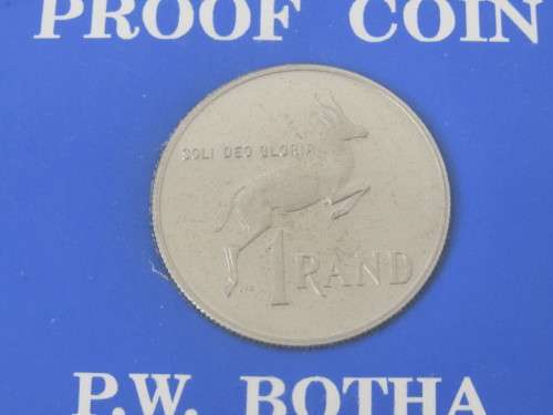 1990 Nickel proof R1 coin, PW Botha, cased **No reserve auction Now ON at Port no.5**