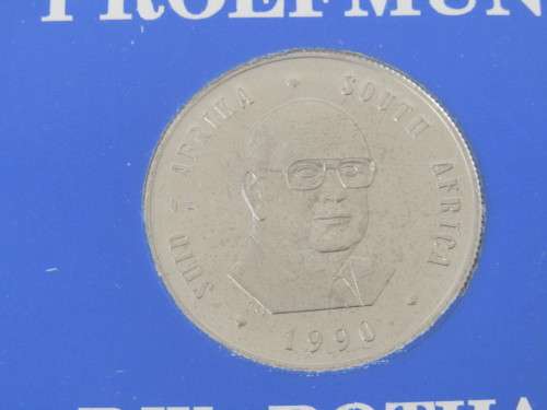 1990 Nickel proof R1 coin, PW Botha, cased **No reserve auction Now ON at Port no.5**