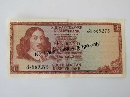 Old South African R1 bank note, TW de Jongh. **No reserve auction Now On at Port no.5**