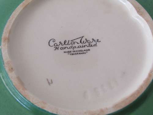 Vintage Carlton Ware lustre green art deco Bowl, 20cm diameter
