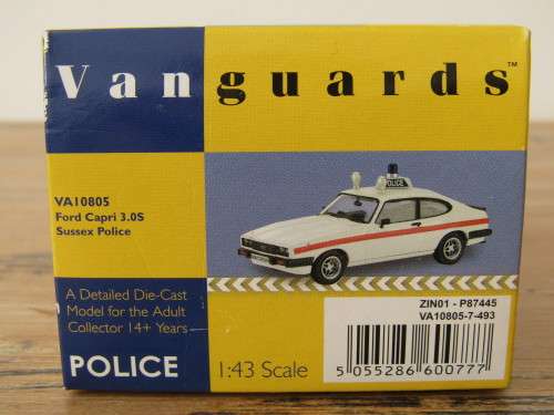 Collectable metal die cast scale model, Vanguards Police series, Ford Capri 3.0 S, mint in box