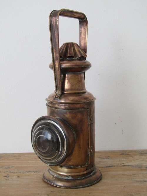 Old copper and brass Lamp, 35cm high