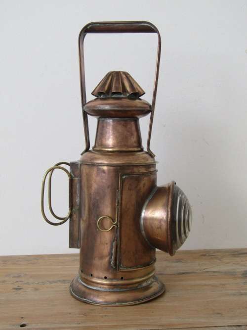 Old copper and brass Lamp, 35cm high
