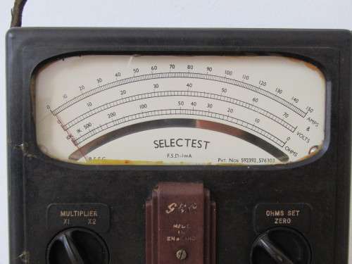 Vintage General Electric Selectest meter in bakelite casing, complete with test leads